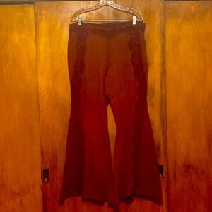 Free People Cotton blend crochet-trimmed bell bottom pants